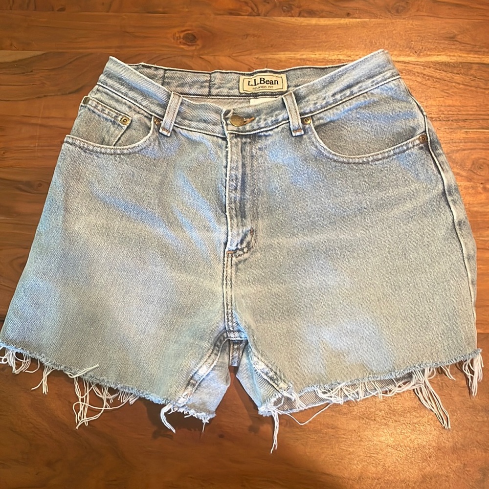 Vintage LLBean jean shorts with butt rip